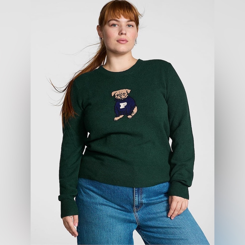 VICTORIA SECERT PINK KNITTED SWEATER - FOREST GREEN SIZE XXL (NEW WITH TAGS)